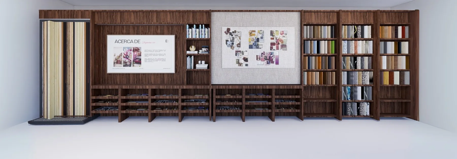 Mueble muestrario de acabados