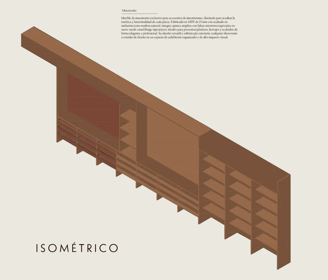 Isométrico del mueble muestrario