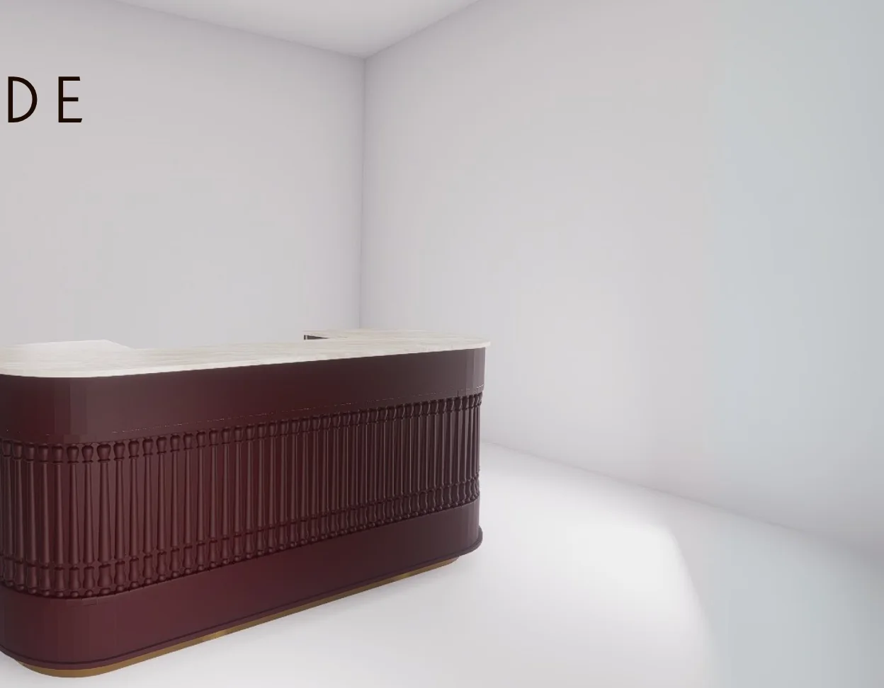 Mueble de recepción curvo en tinto