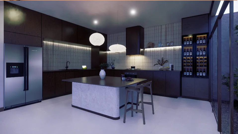 La misma cocina de noche